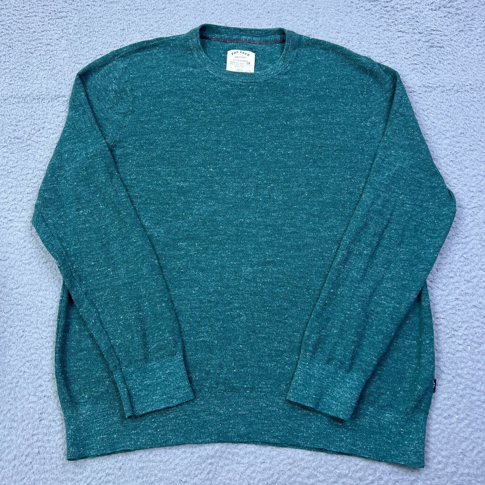Fat Face‎ Sweater Mens XXL Sea Green Knit Crewneck Pullover United Kingdom